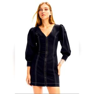 Desigual zip-front mini dress size medium NWT black cotton stretch twill Medium